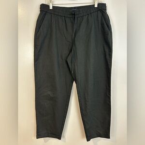 J. Crew Linen/Cotton Black Drawstring Pull On Tapered Ankle Pants Size 12